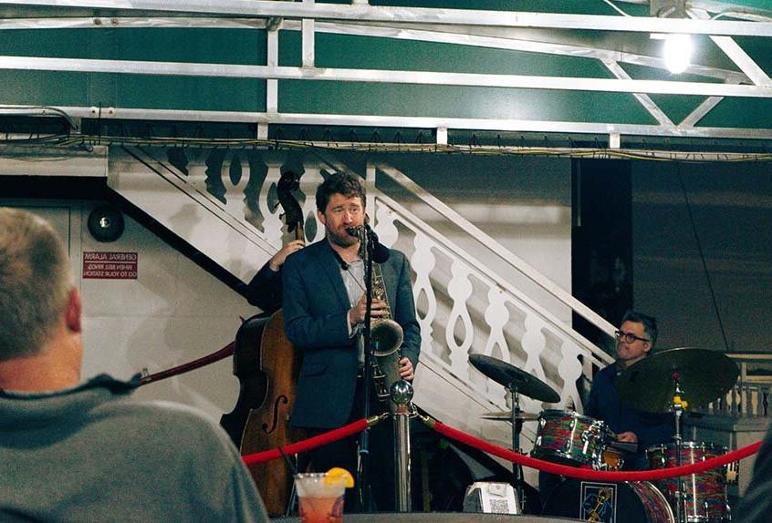 Sax player on riverboat cruise NOLA